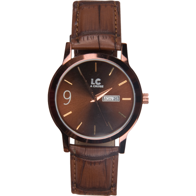 La Cruise Men Brown Dial Analogue Watch with Date & Day